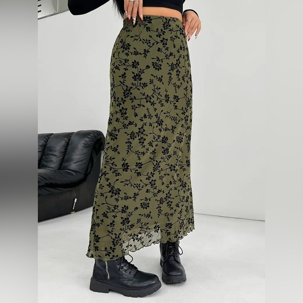 Army green skirt